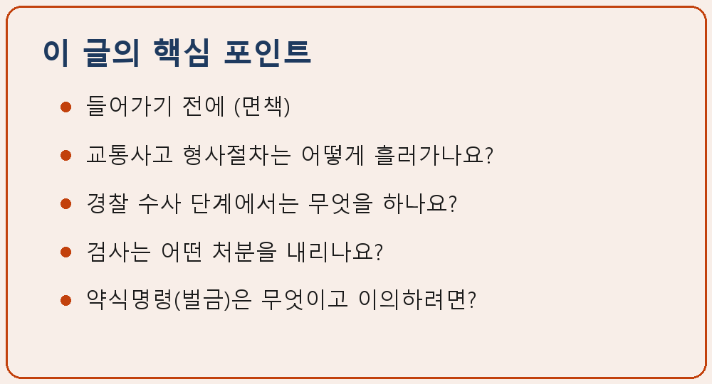 교통사고 형사절차 수사 기소 약식명령 재판 흐름 이 글의 핵심 포인트 요약 이미지