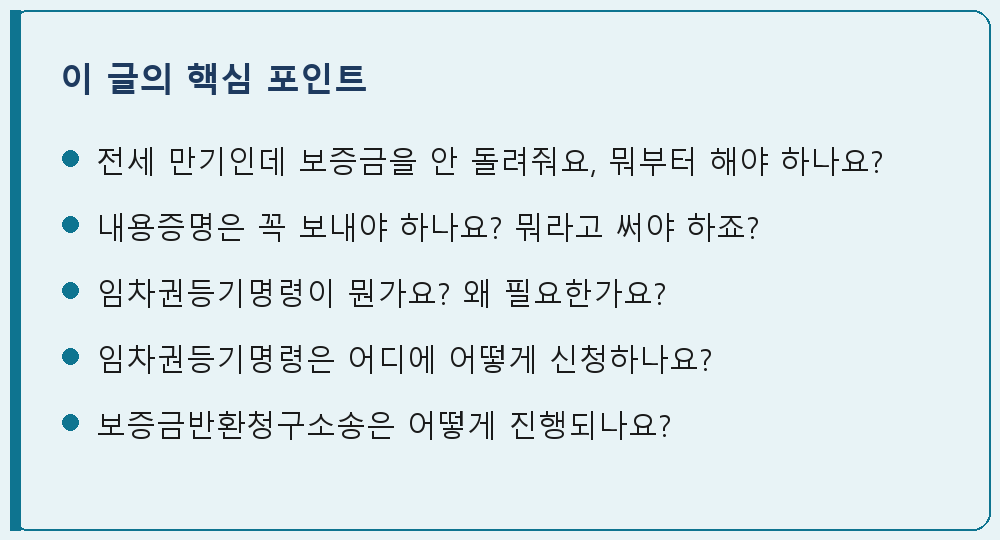 임대차 관련 이 글의 핵심 포인트 요약 이미지