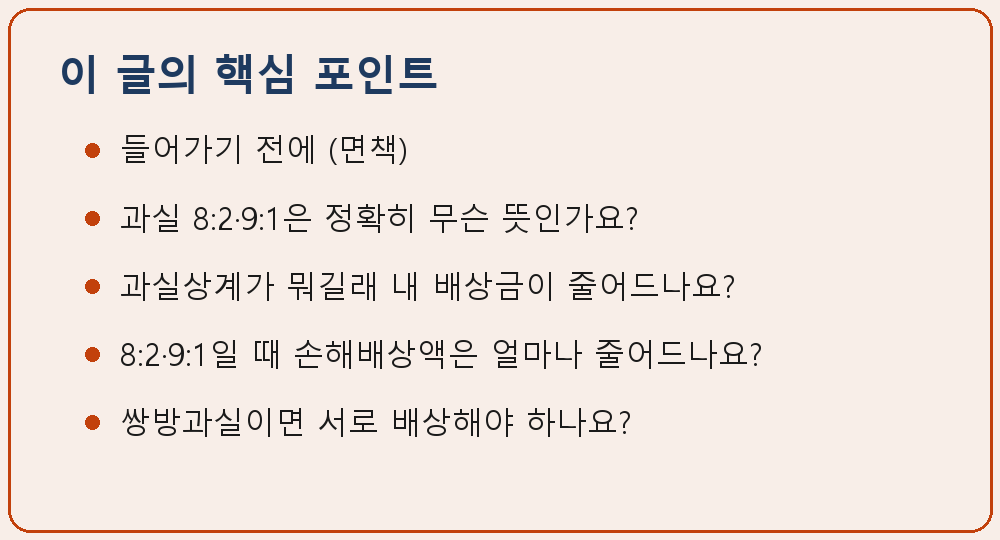 교통사고 과실 8:2·9:1 손해배상과 과실상계 이 글의 핵심 포인트 요약 이미지