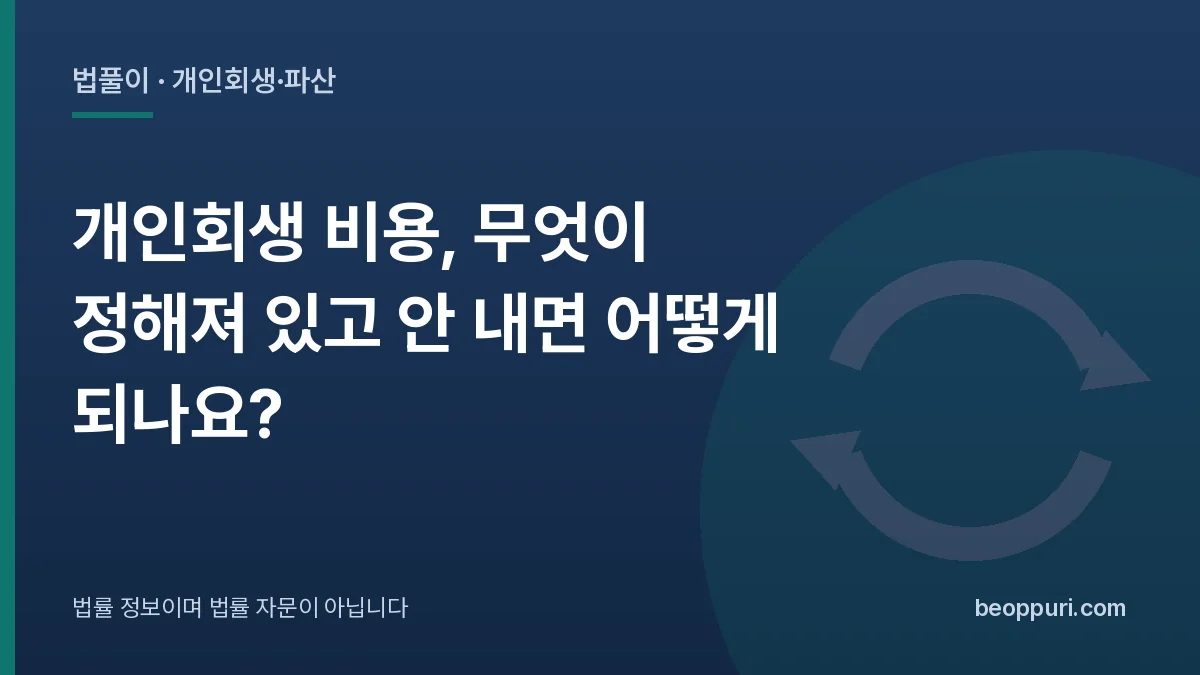 개인회생 비용, 무엇이 정해져 있고 안 내면 어떻게 되나요? 대표 이미지